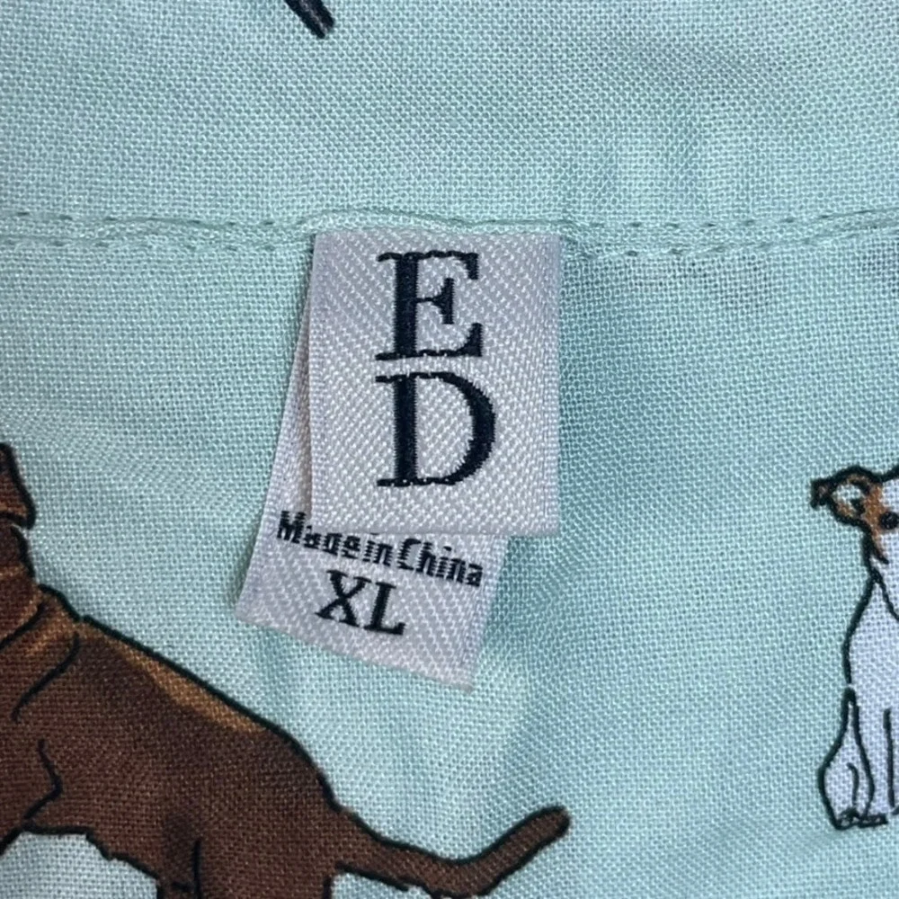 ED by Ellen Nightgown Top Dog Print Button‎ Down Women's XL Sage